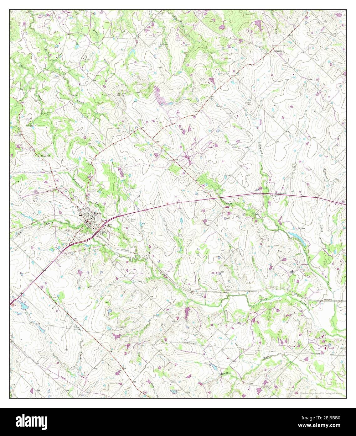 Burton, Texas, map 1958, 124000, United States of America by Timeless