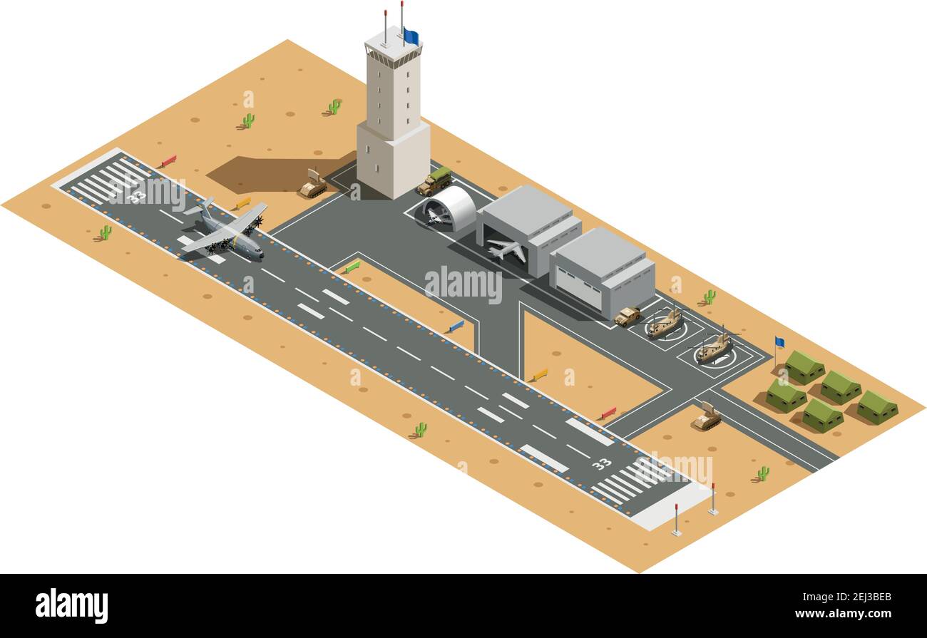Military air force base army facilities with hangars helicopters ...