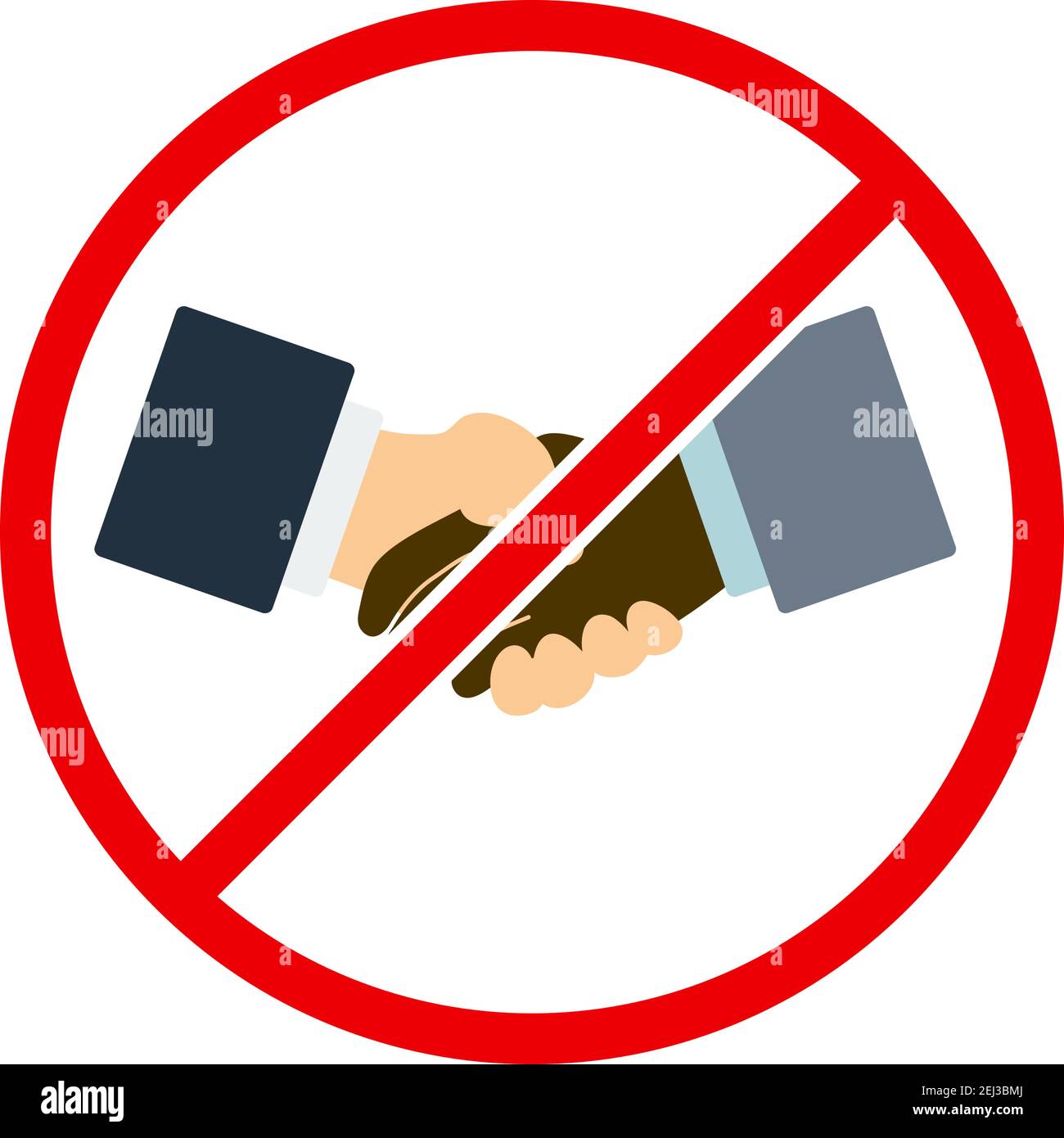 No Hand Shake Icon. Flat Color Design. Vector Illustration. Stock Vector