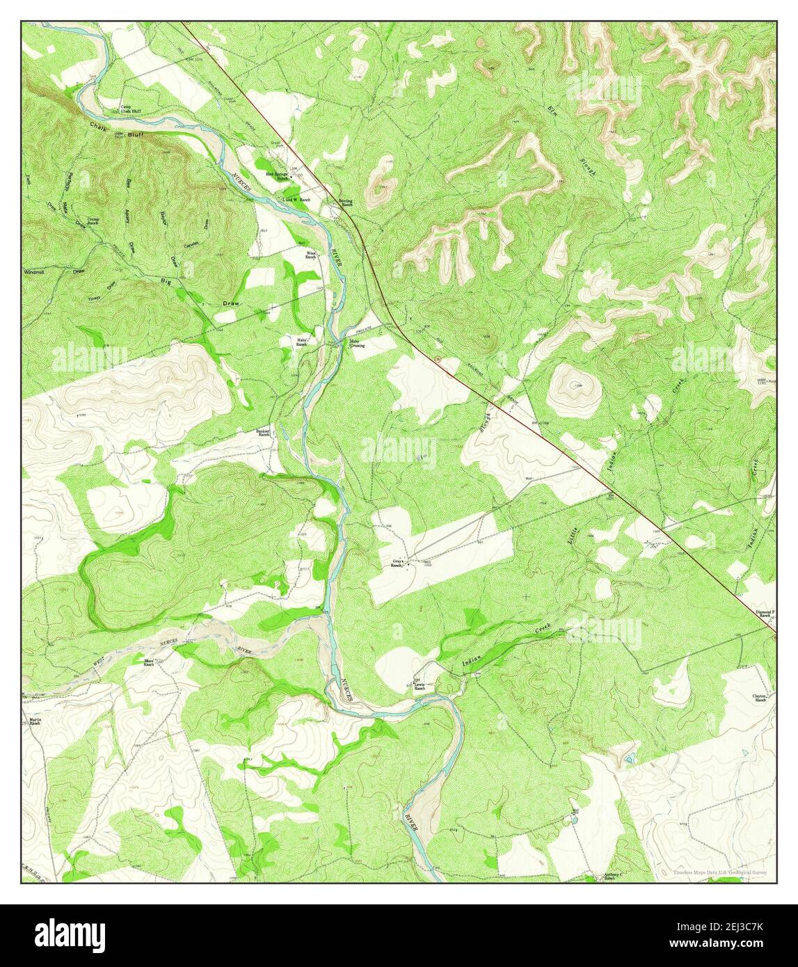 Chalk Bluff, Texas, map 1960, 124000, United States of America by