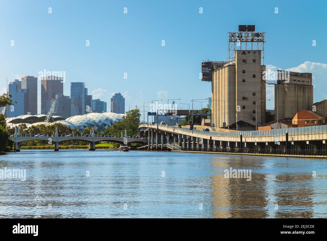 January 1, 2019: The Nylex Clock by the Yarra River in melbourne, victoria, australia. It is heritage listed as an iconic feature of Melbourne and is Stock Photo