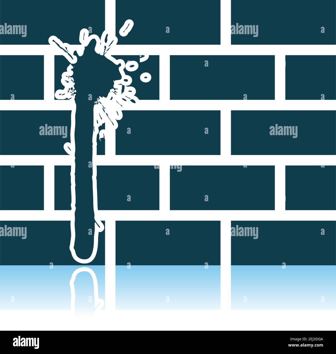 Blood On Brick Wall Icon. Shadow Reflection Design. Vector Illustration. Stock Vector