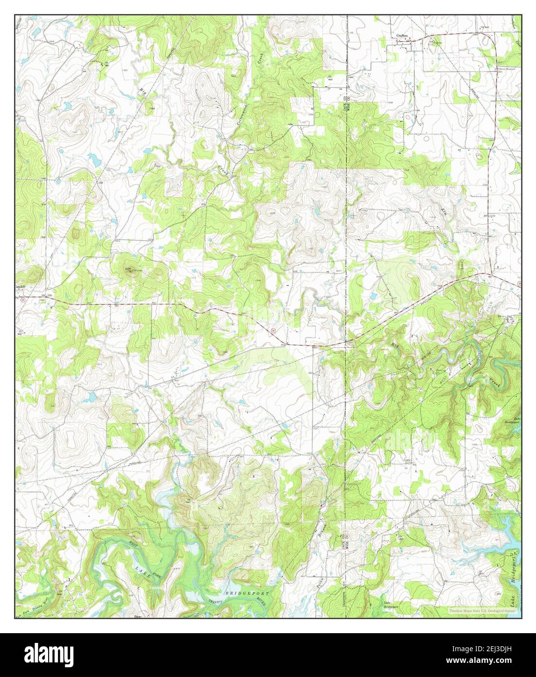 Crafton, Texas, map 1961, 124000, United States of America by Timeless