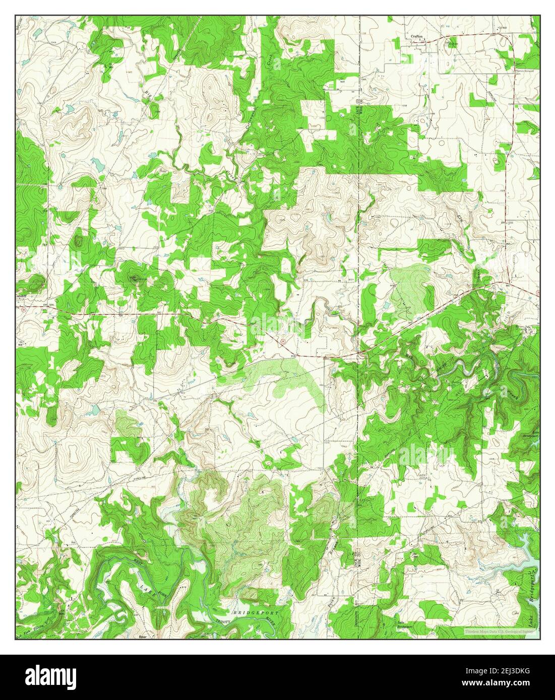 Crafton, Texas, map 1961, 124000, United States of America by Timeless