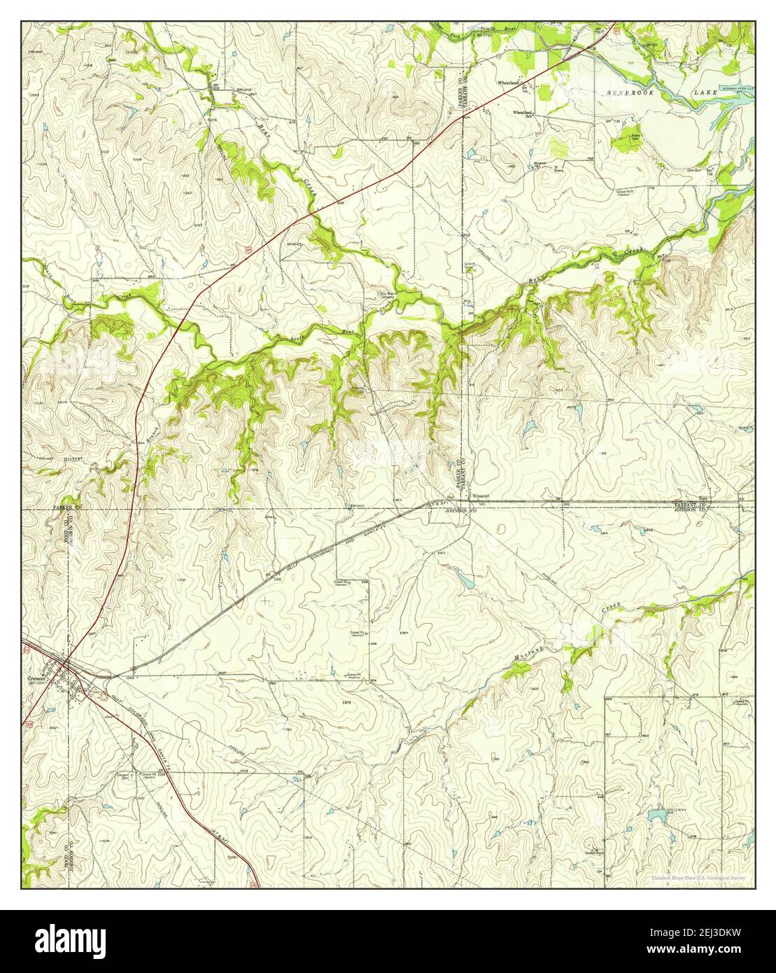 Cresson, Texas, map 1955, 124000, United States of America by Timeless