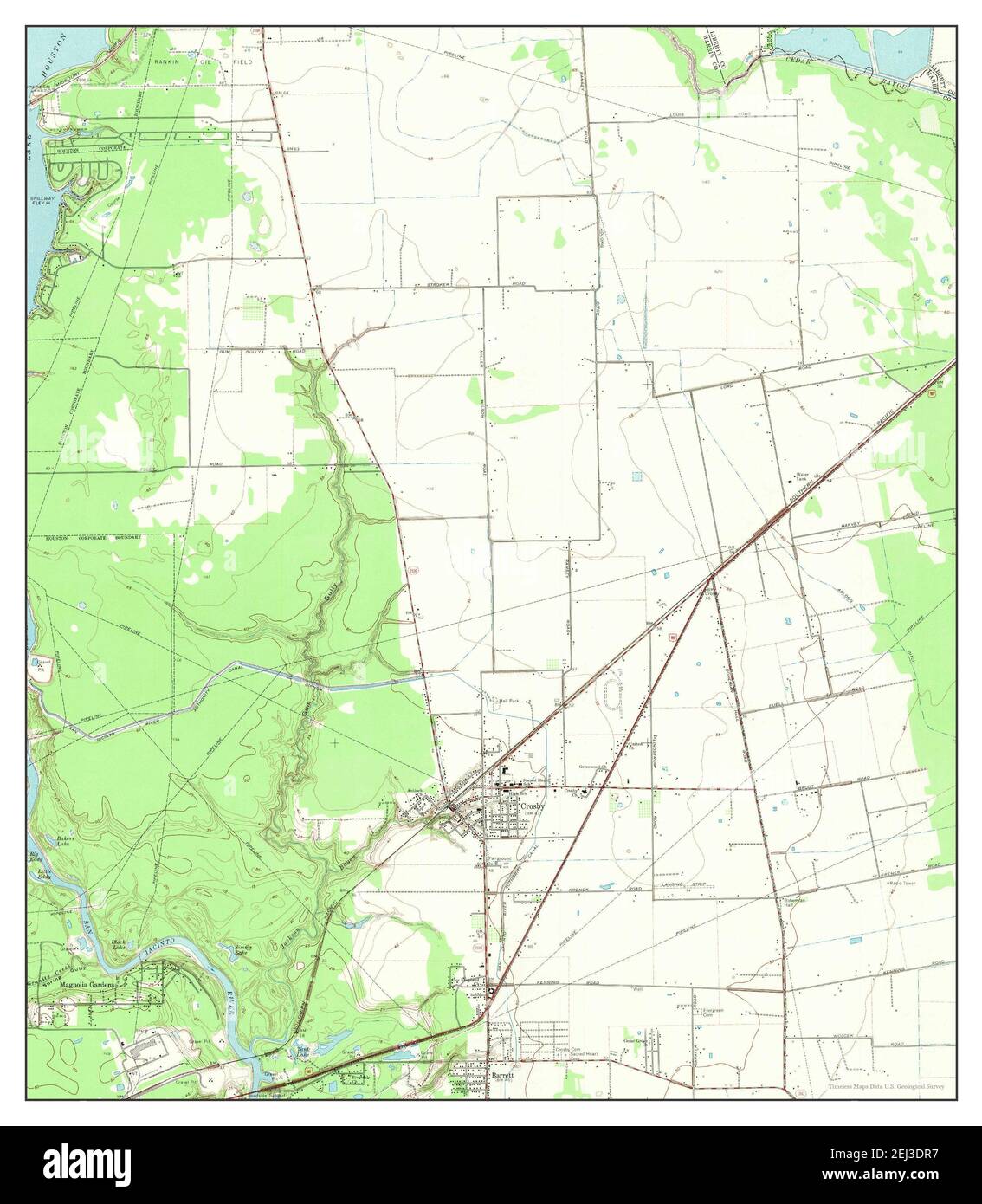 Crosby, Texas, map 1967, 124000, United States of America by Timeless