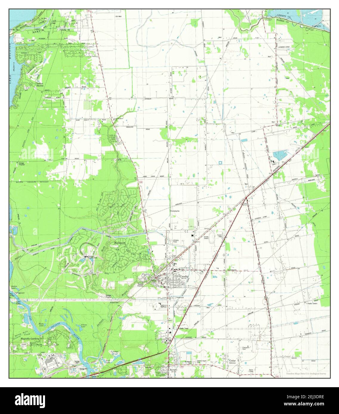 Crosby, Texas, map 1982, 124000, United States of America by Timeless