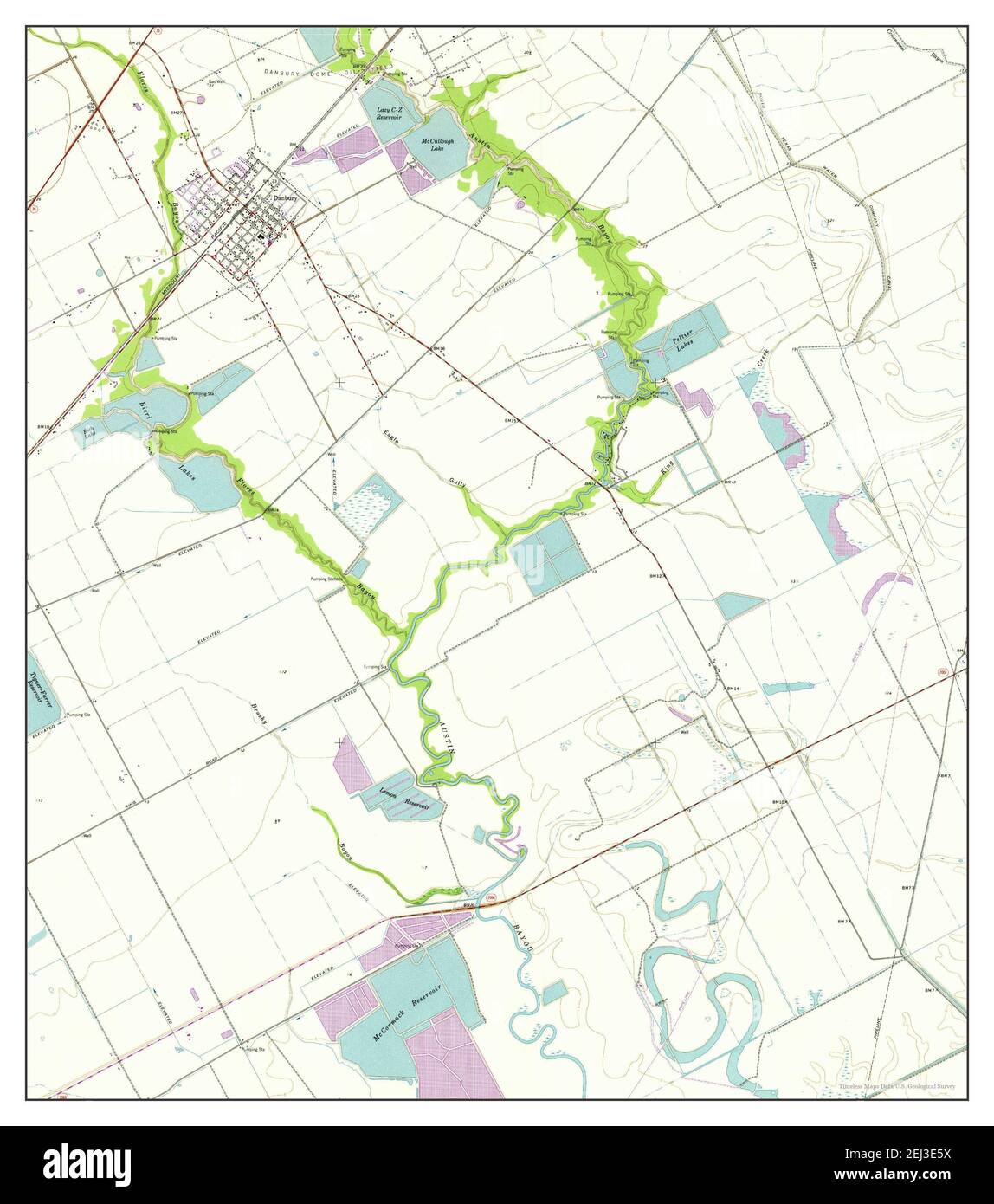 Danbury, Texas, map 1963, 124000, United States of America by Timeless