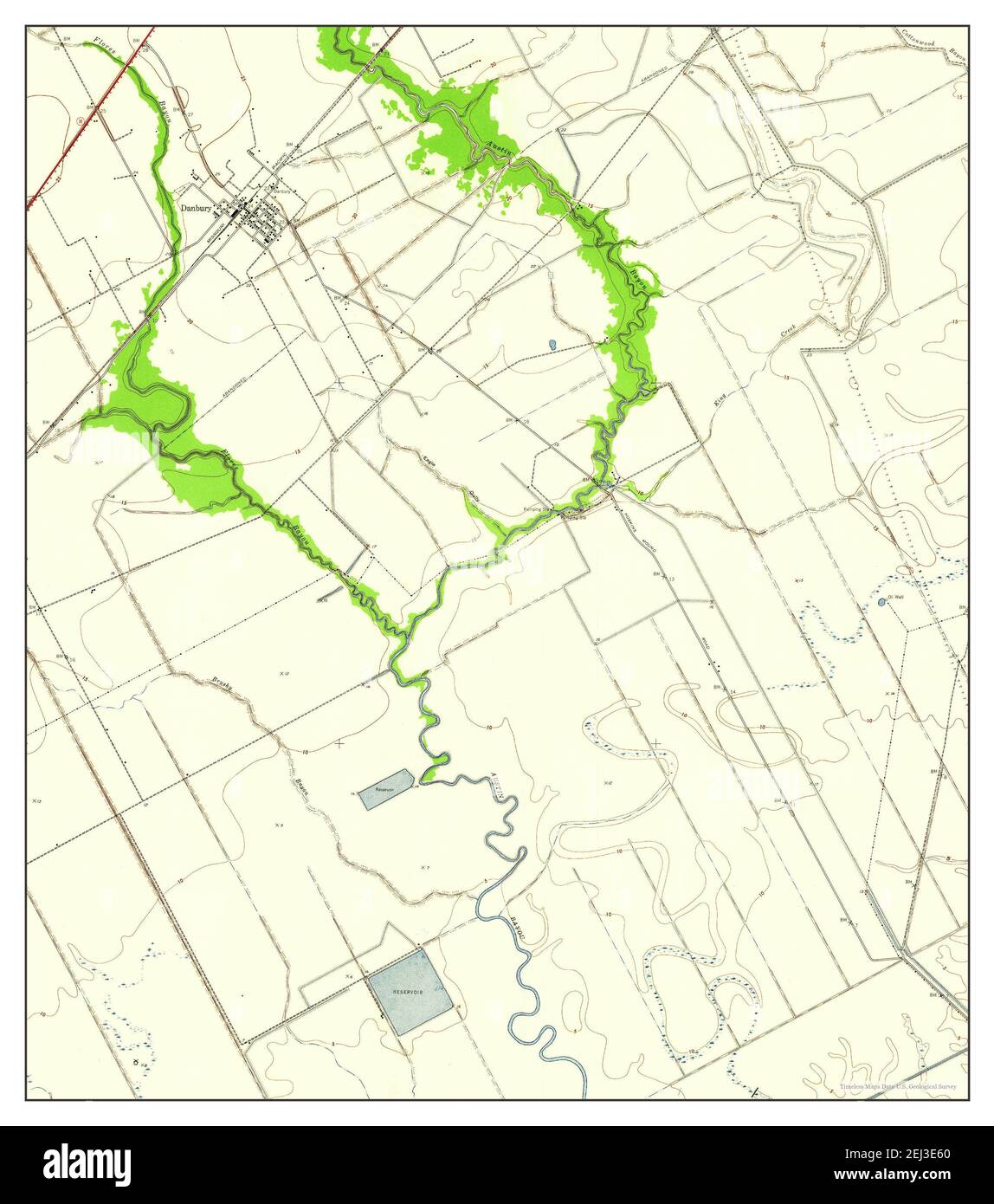 Danbury, Texas, map 1943, 124000, United States of America by Timeless