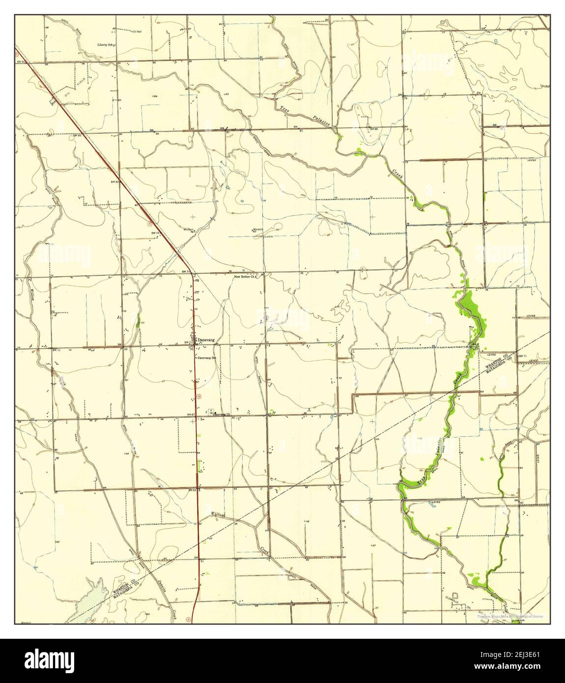 Danevang, Texas, map 1951, 1:24000, United States of America by Timeless Maps, data U.S. Geological Survey Stock Photo