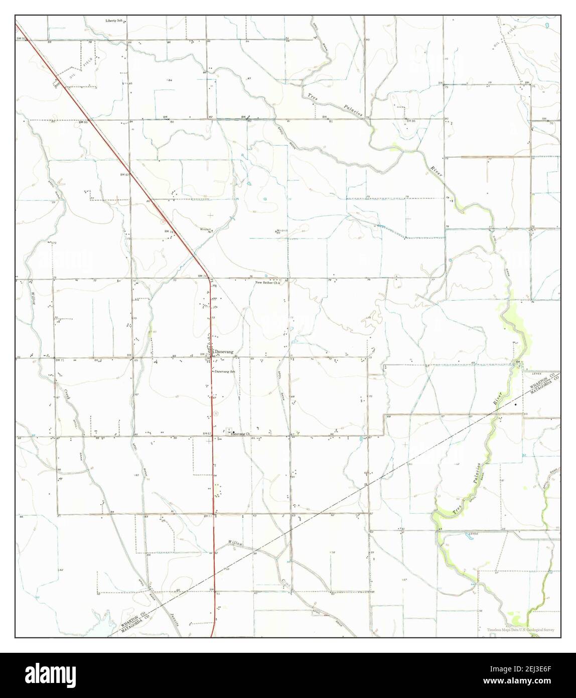 Danevang, Texas, map 1951, 1:24000, United States of America by Timeless Maps, data U.S. Geological Survey Stock Photo