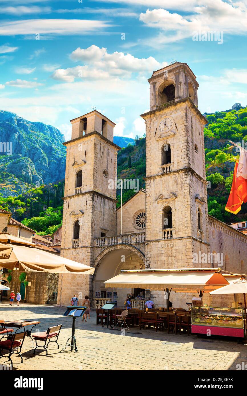 Church of Saint Tryphon in the old town of Kotor. Montenegro Stock Photo