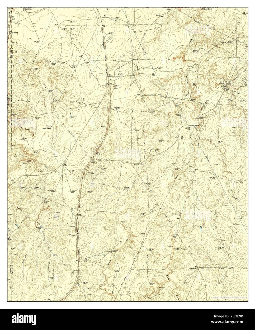 Deal, Texas, map 1953, 124000, United States of America by Timeless