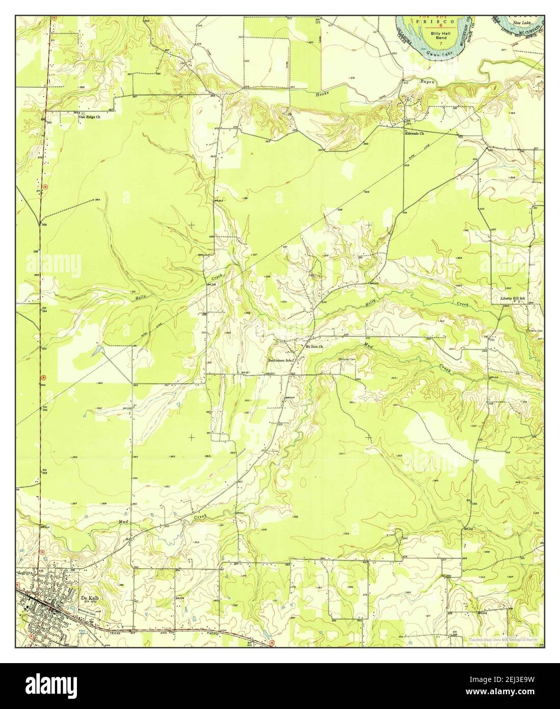 De Kalb, Texas, map 1951, 124000, United States of America by Timeless