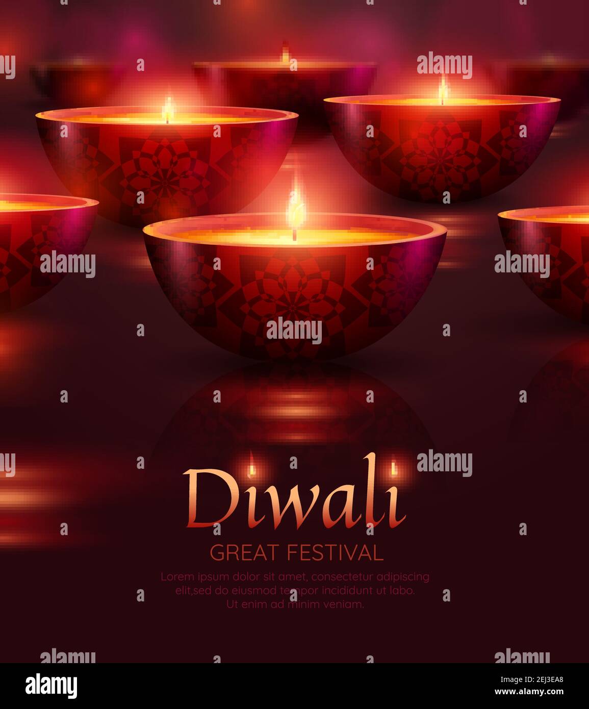 Diwali celebration poster with burning oil lamps of various shape on transparent  background isolated vector illustration Stock Vector Image & Art - Alamy