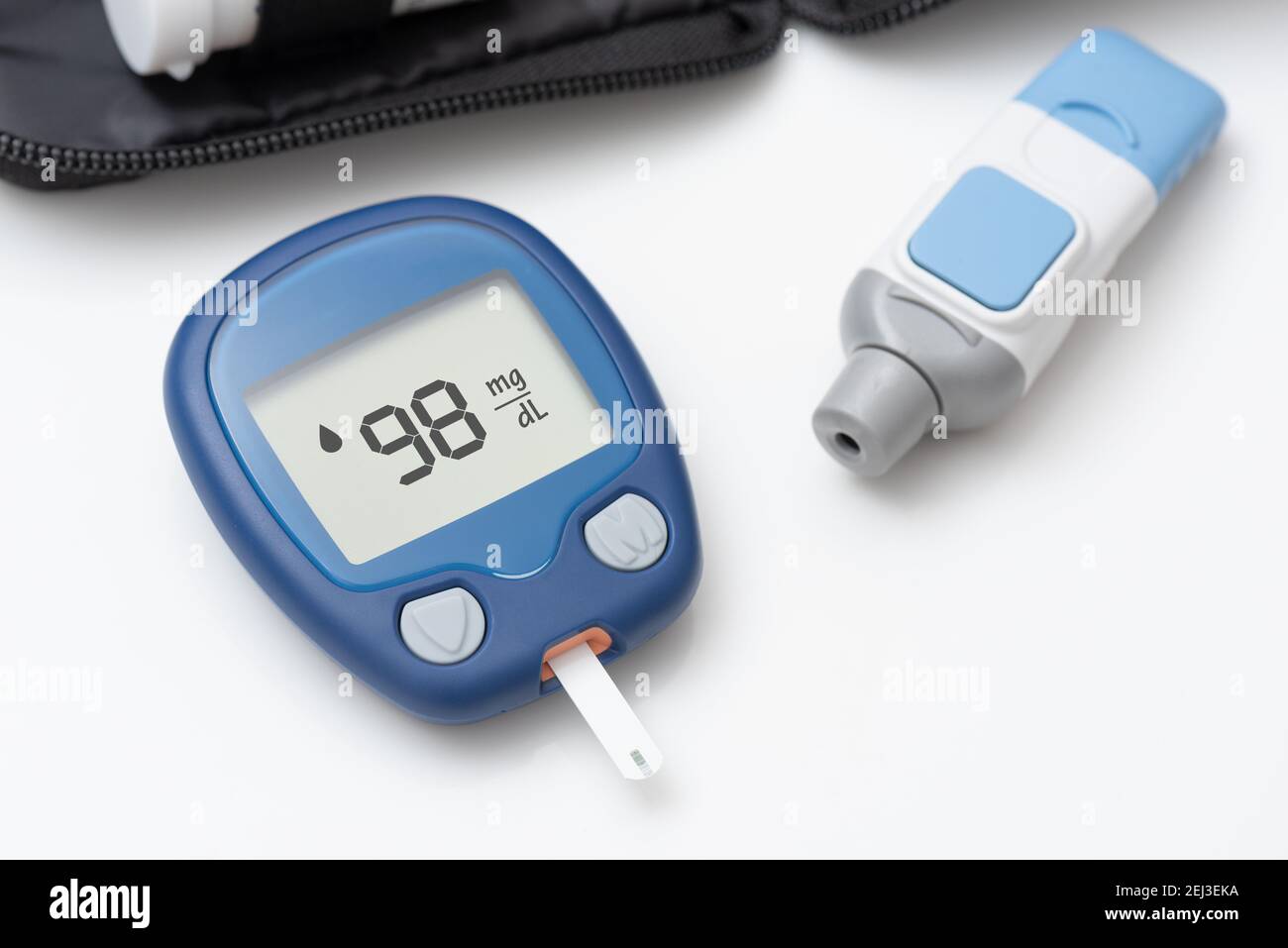 Diabetes set with glucometer, lancet. Blood sugar measurement kit Stock  Photo - Alamy