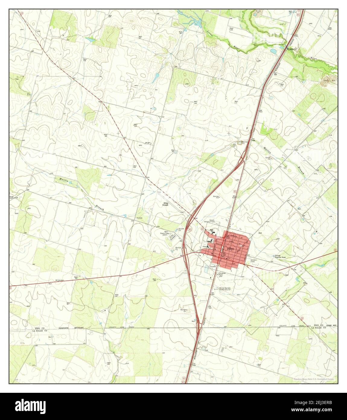 Dilley, Texas, map 1974, 124000, United States of America by Timeless