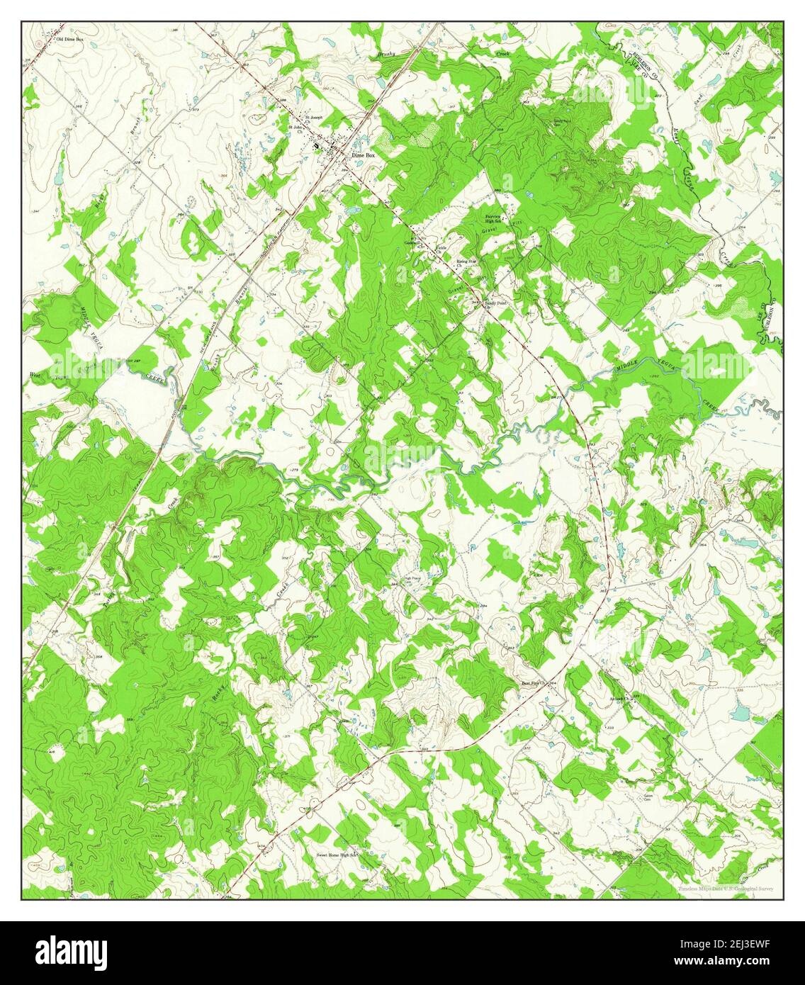 Dime Box, Texas, map 1959, 124000, United States of America by
