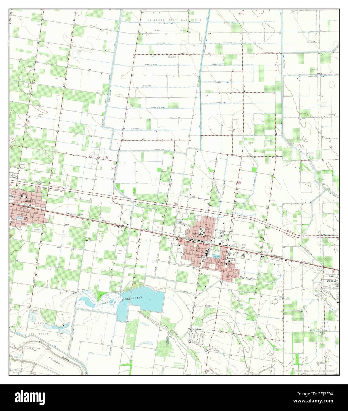 Donna, Texas, map 1963, 124000, United States of America by Timeless