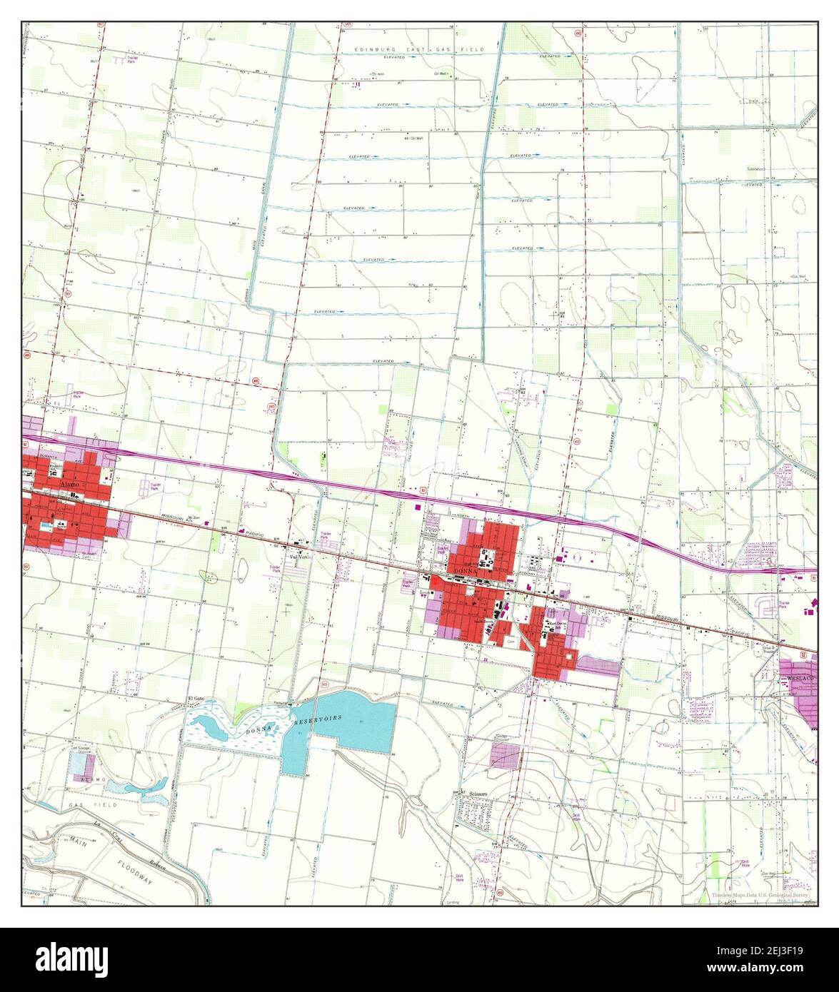 Donna, Texas, map 1963, 124000, United States of America by Timeless