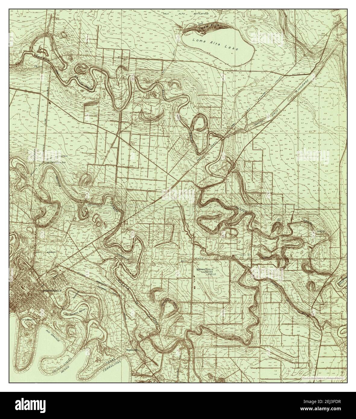 East Brownsville, Texas, map 1930, 1:24000, United States of America by Timeless Maps, data U.S. Geological Survey Stock Photo