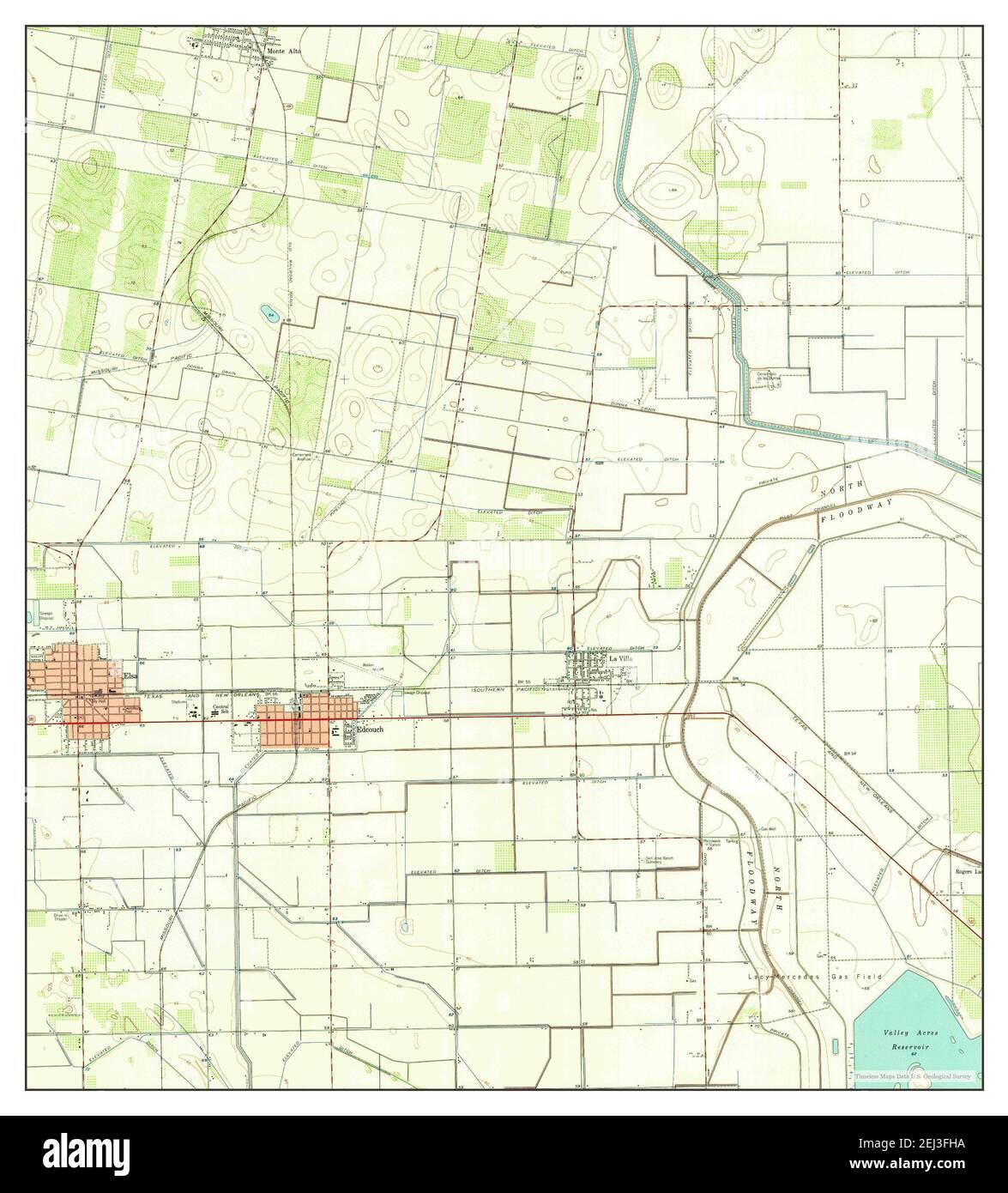 Edcouch, Texas, map 1957, 124000, United States of America by Timeless