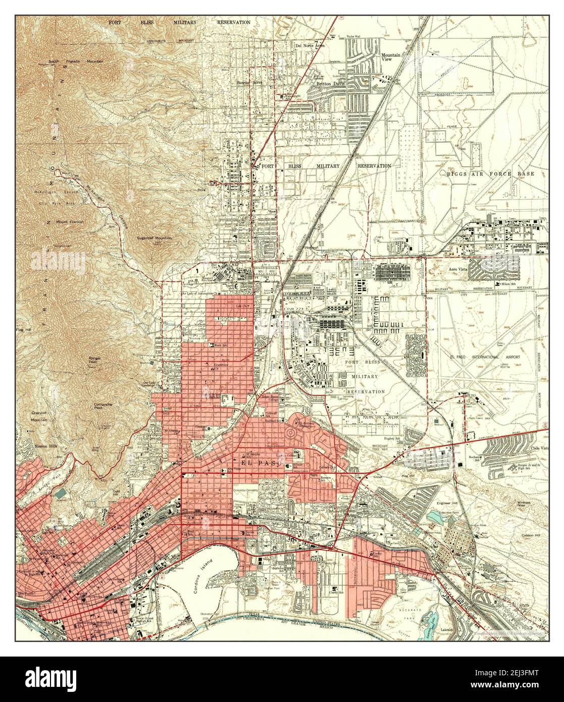 El Paso, Texas, map 1955, 124000, United States of America by Timeless