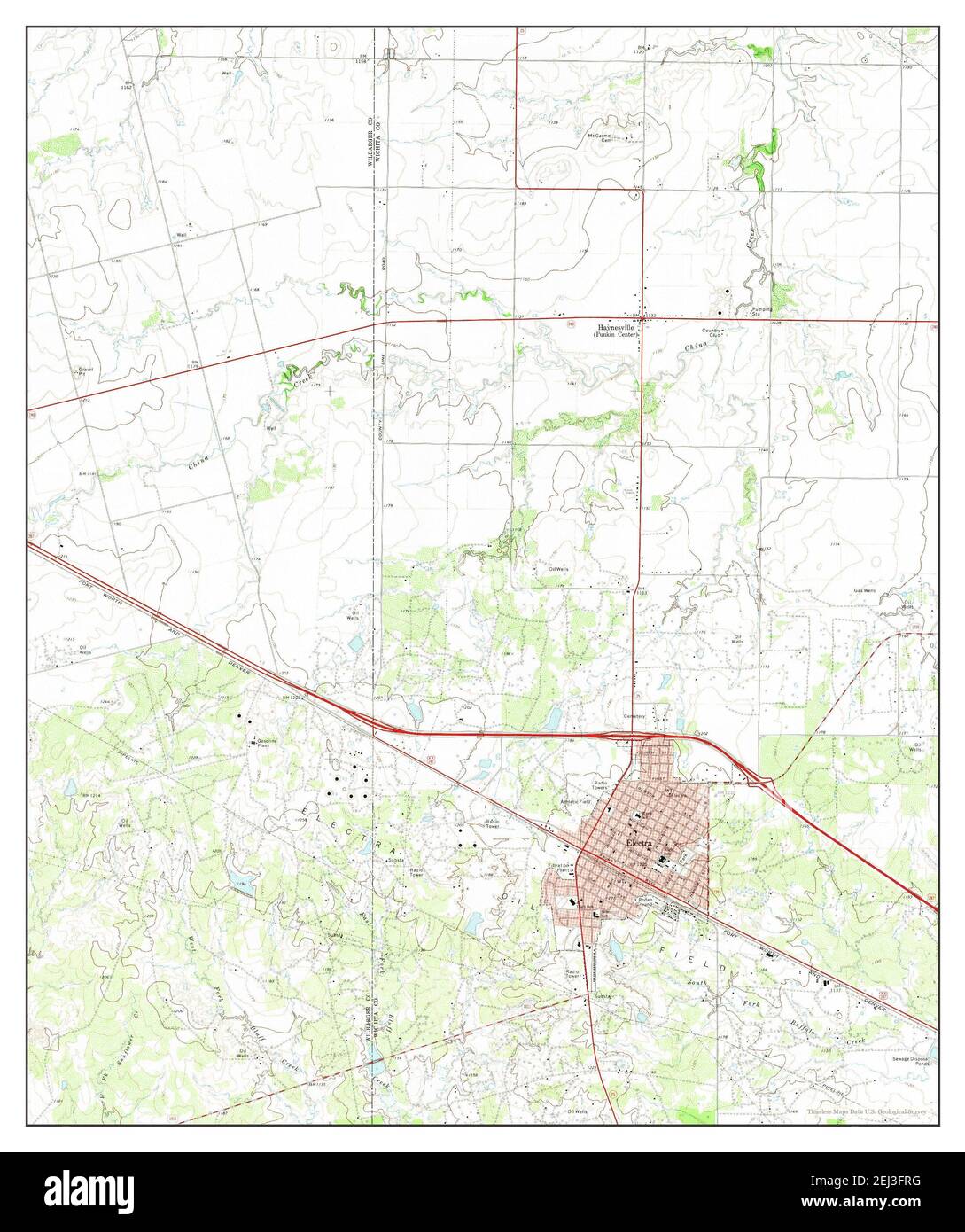 Electra, Texas, map 1972, 124000, United States of America by Timeless