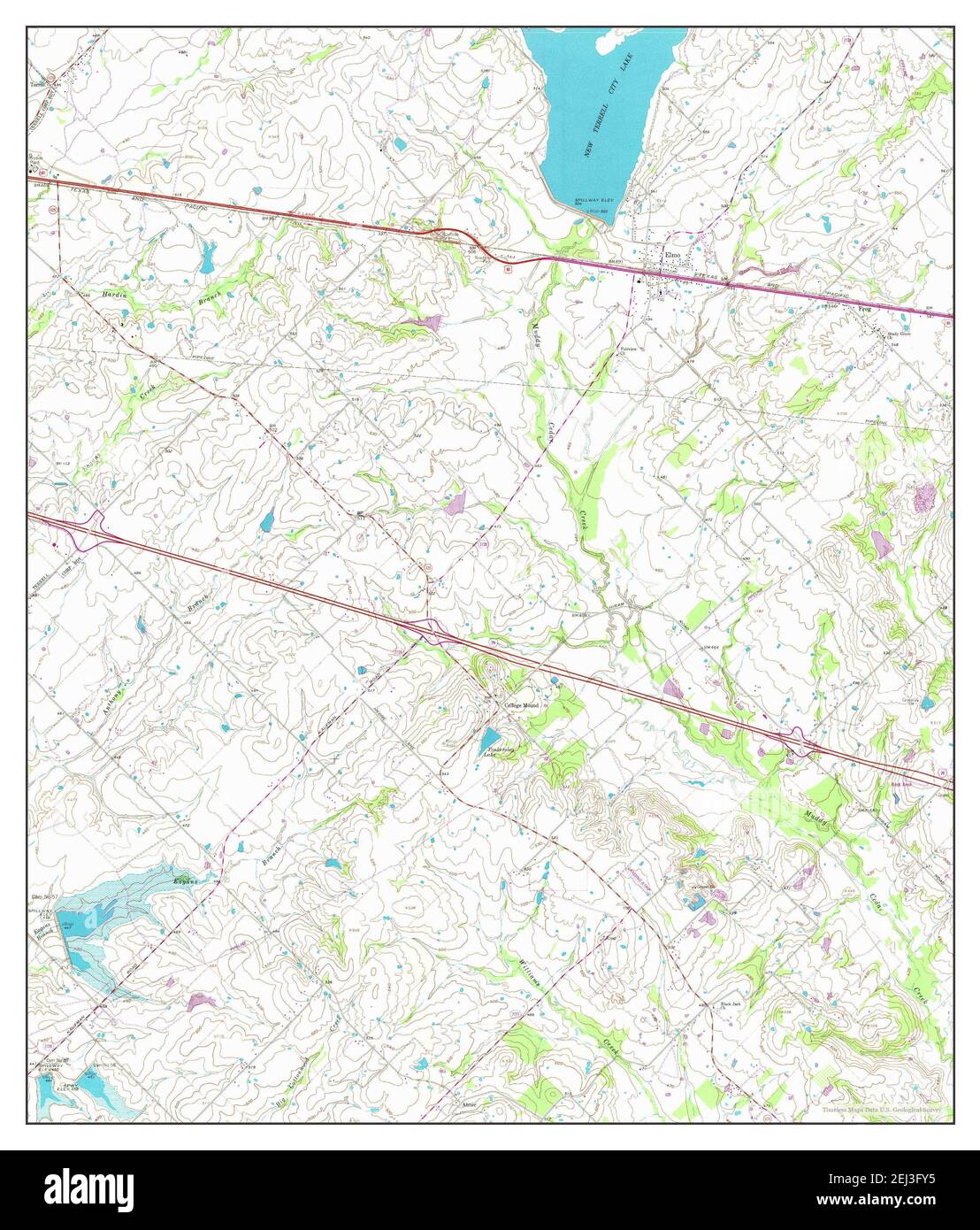 Elmo, Texas, map 1962, 124000, United States of America by Timeless