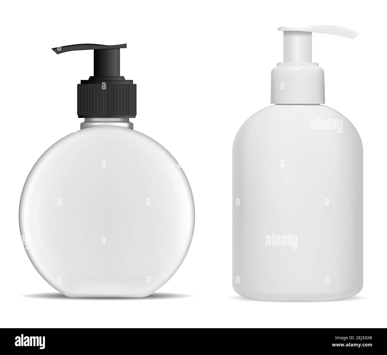 Pump bottle white plastic mockup. Soap dispenser bottle, liquid shower