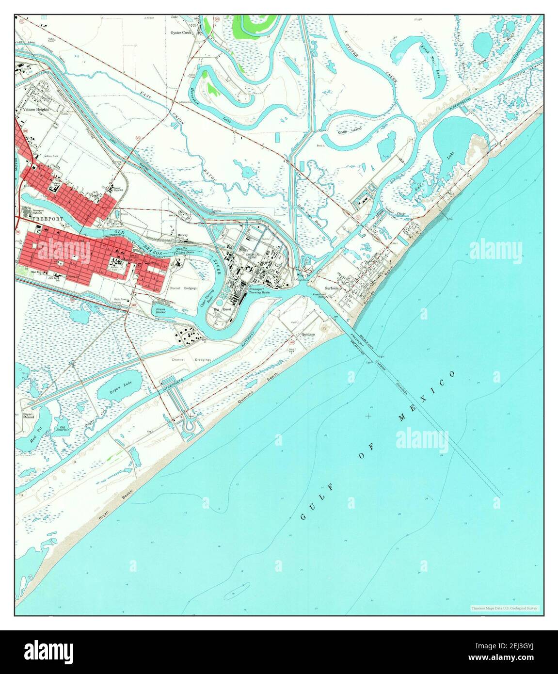 Freeport, Texas, map 1964, 124000, United States of America by