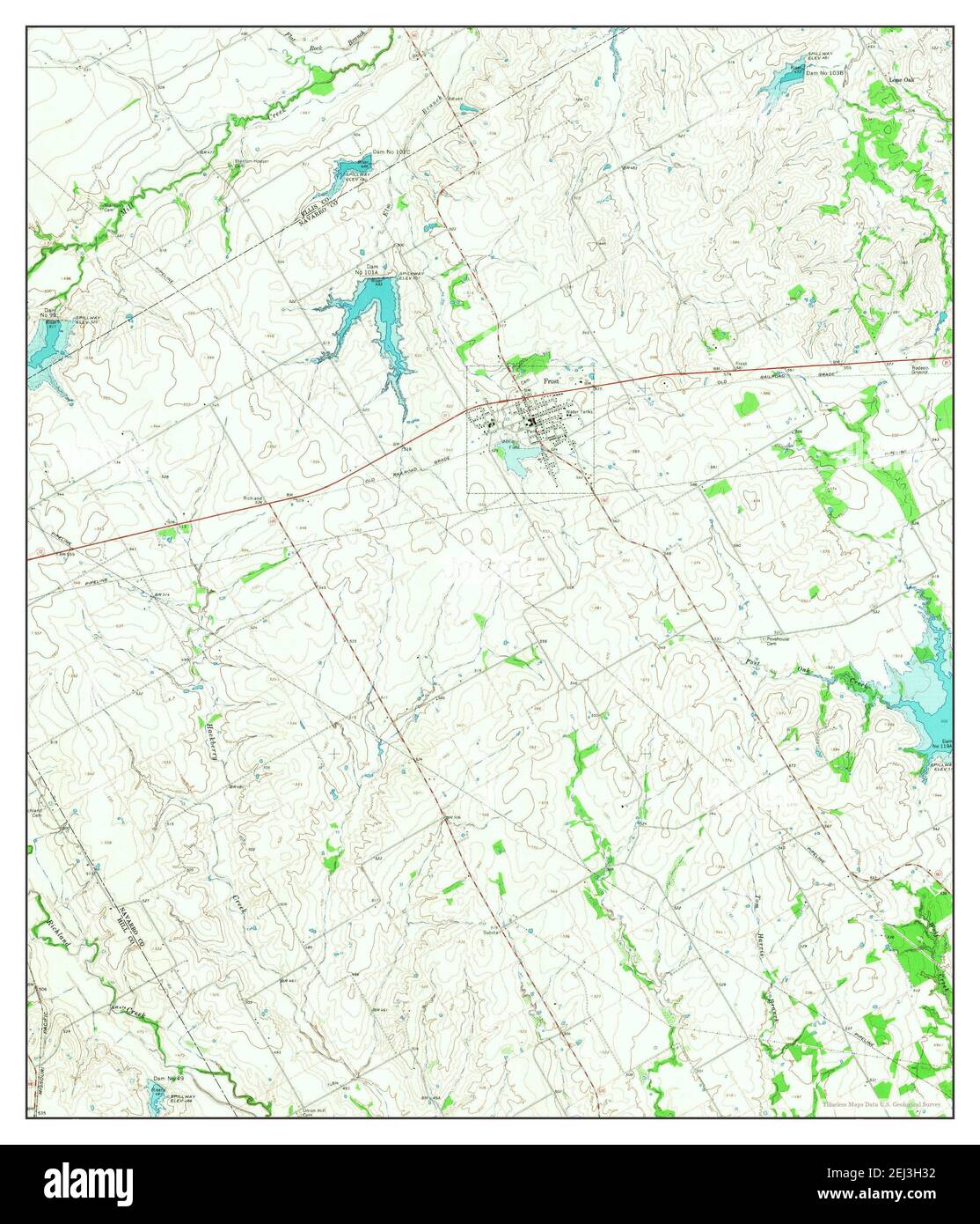 Frost, Texas, map 1965, 124000, United States of America by Timeless