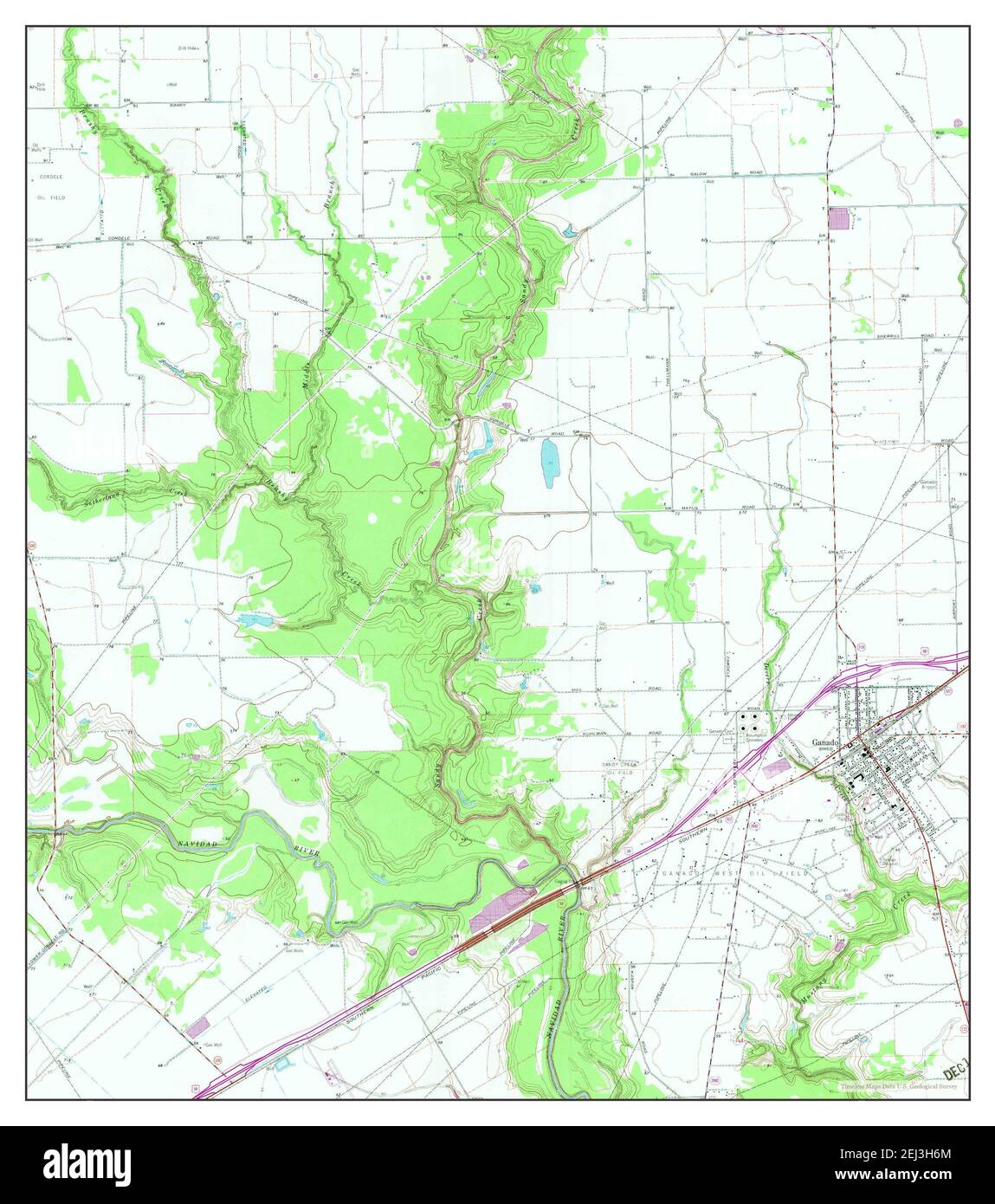 Ganado, Texas, map 1963, 124000, United States of America by Timeless