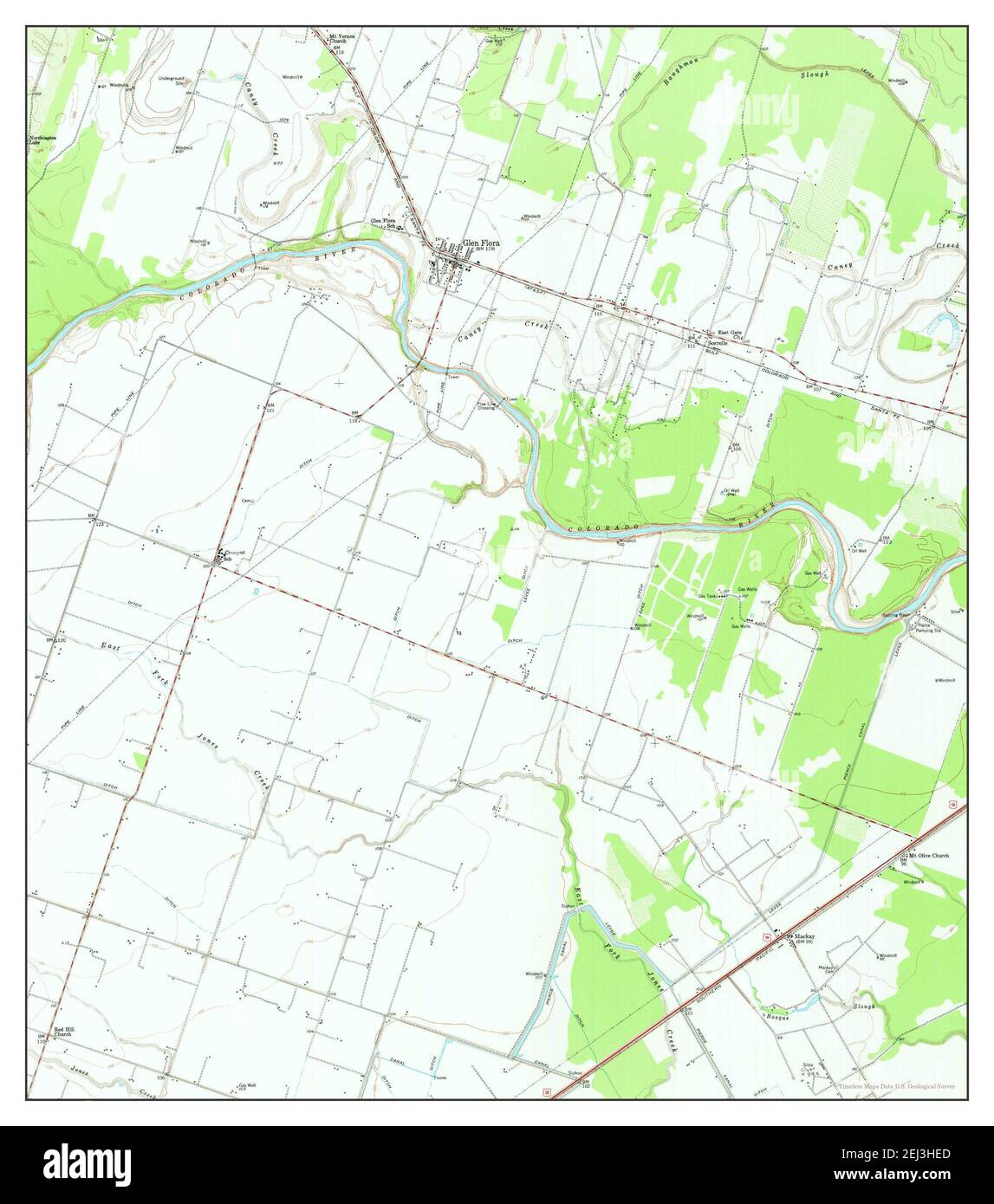 Glen Flora, Texas, map 1953, 124000, United States of America by