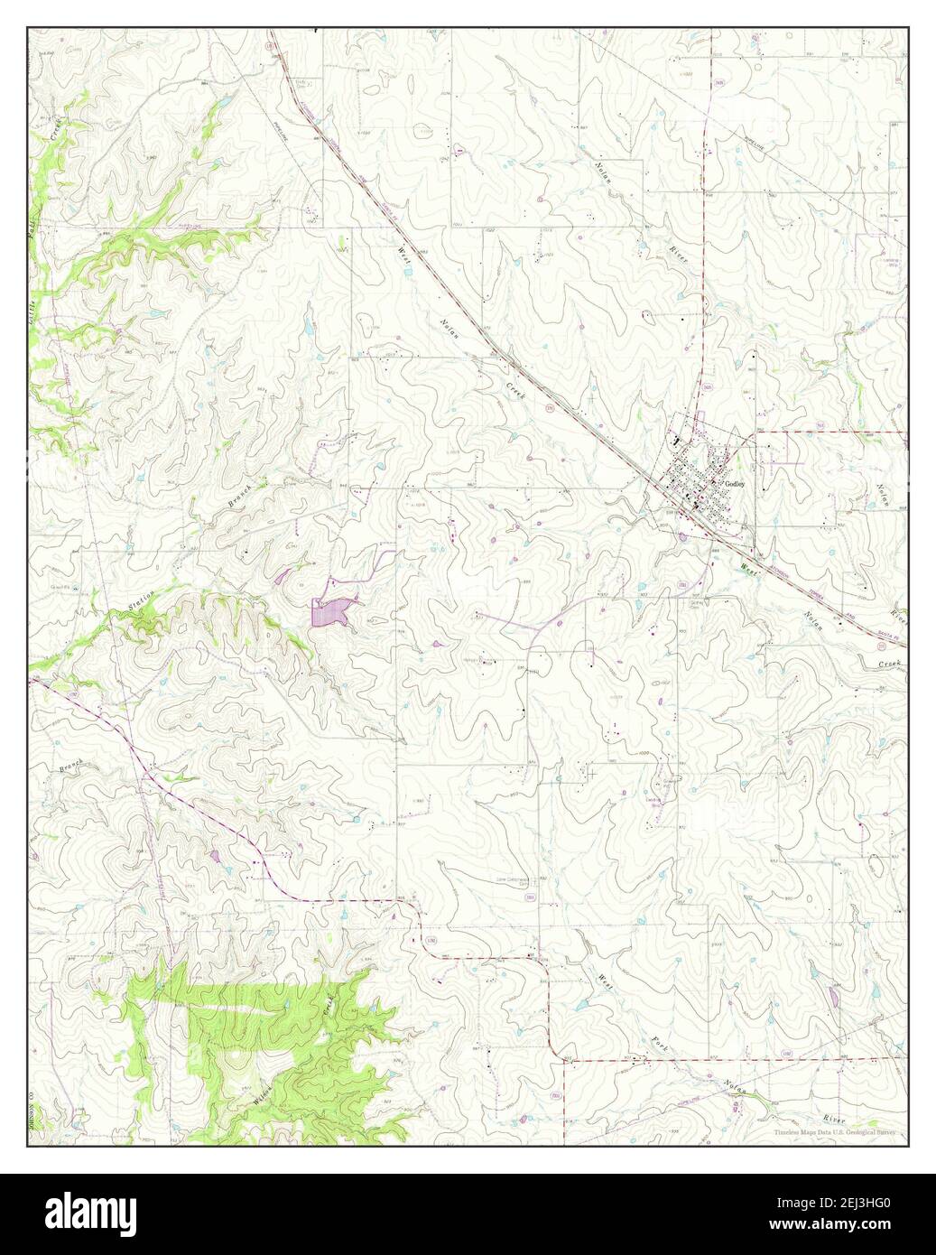Godley, Texas, map 1961, 124000, United States of America by Timeless