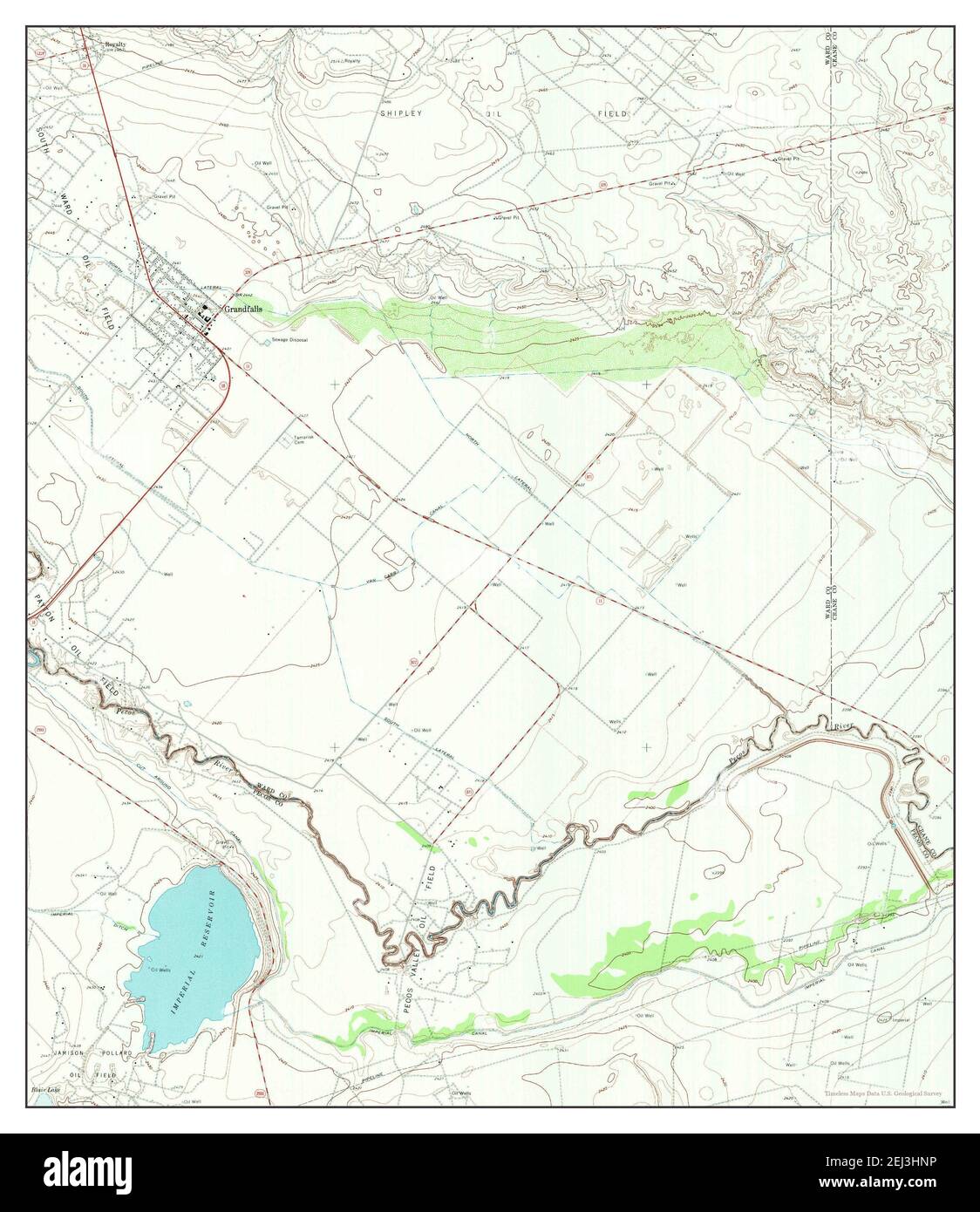 Grandfalls, Texas, map 1969, 1:24000, United States of America by Timeless Maps, data U.S. Geological Survey Stock Photo