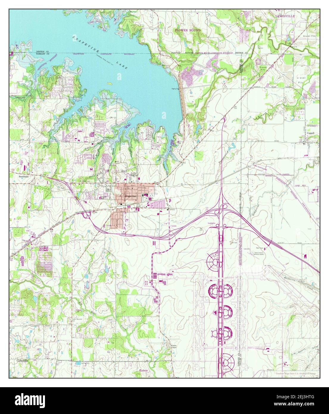 Grapevine, Texas, map 1959, 124000, United States of America by Timeless Maps, data U.S
