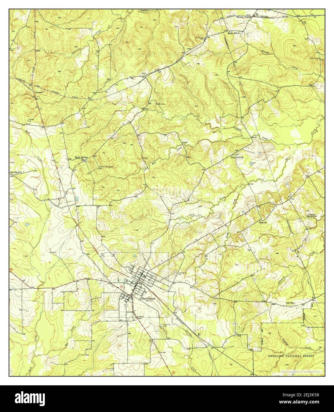 Huntington, Texas, map 1950, 124000, United States of America by