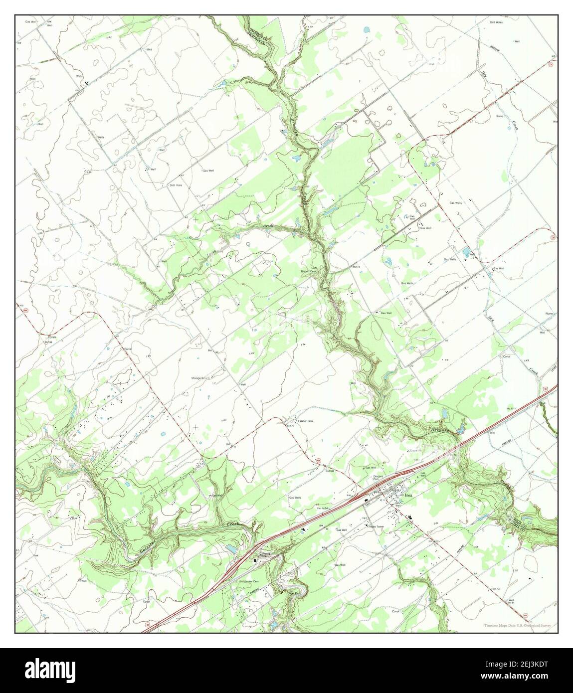 Inez, Texas, map 1995, 124000, United States of America by Timeless