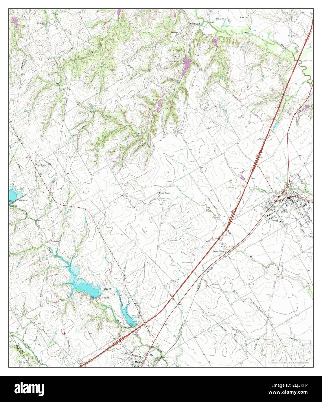 Italy, Texas, map 1965, 124000, United States of America by Timeless
