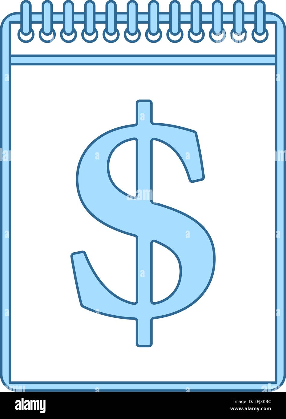Dollar Calendar Icon. Thin Line With Blue Fill Design. Vector Illustration. Stock Vector