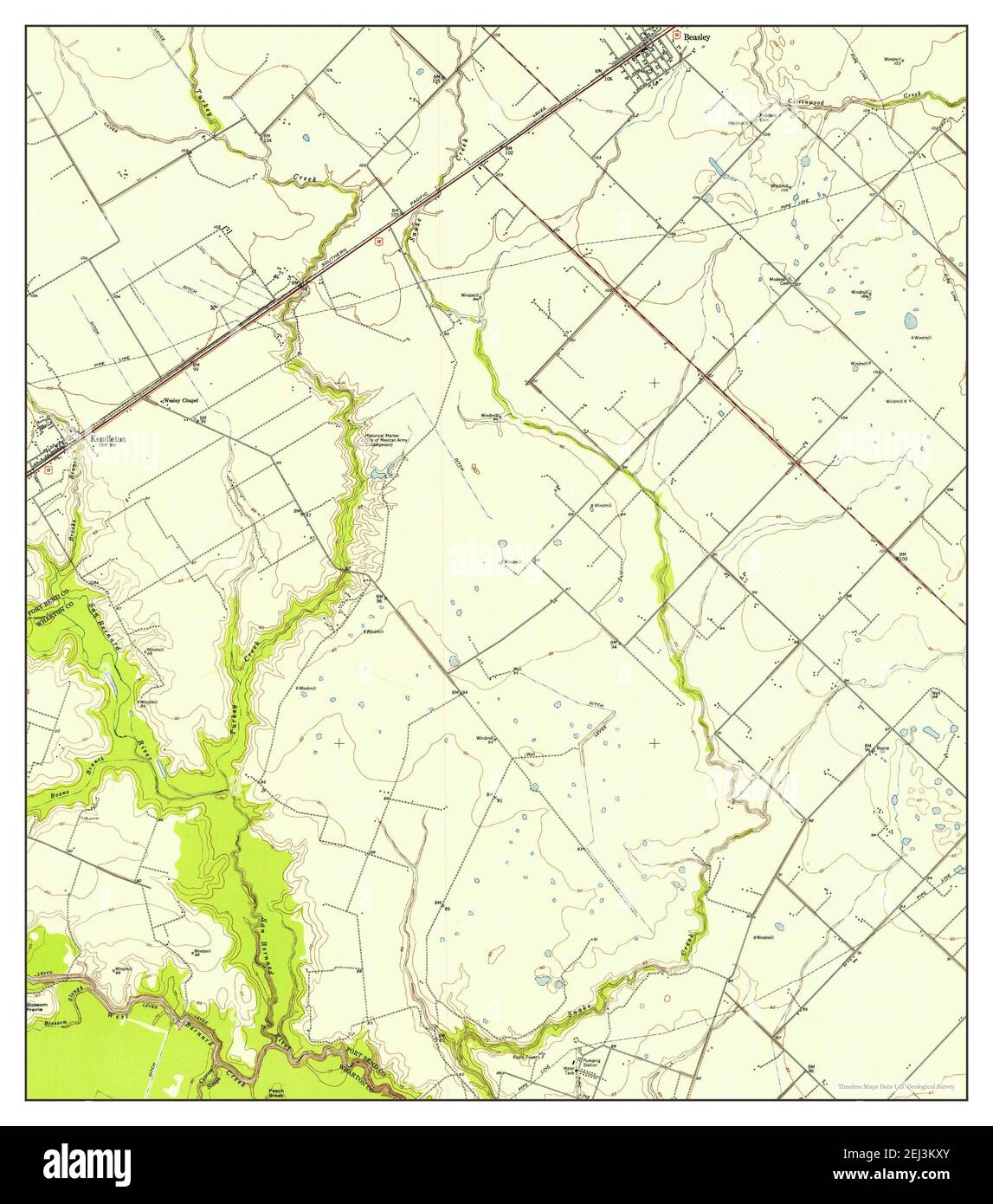 Kendleton, Texas, map 1953, 124000, United States of America by