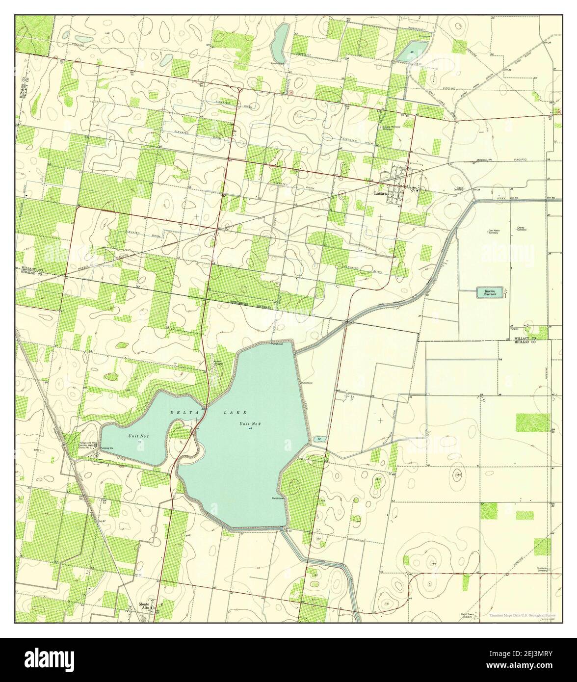 Lasara, Texas, map 1957, 124000, United States of America by Timeless