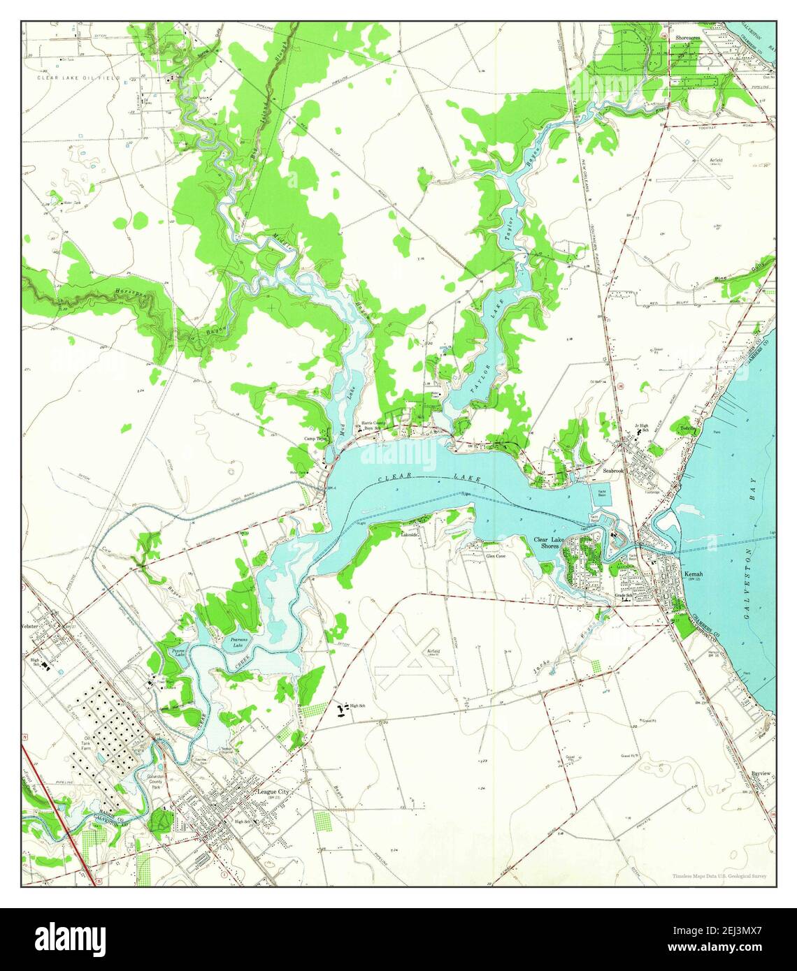 League City, Texas, map 1955, 124000, United States of America by