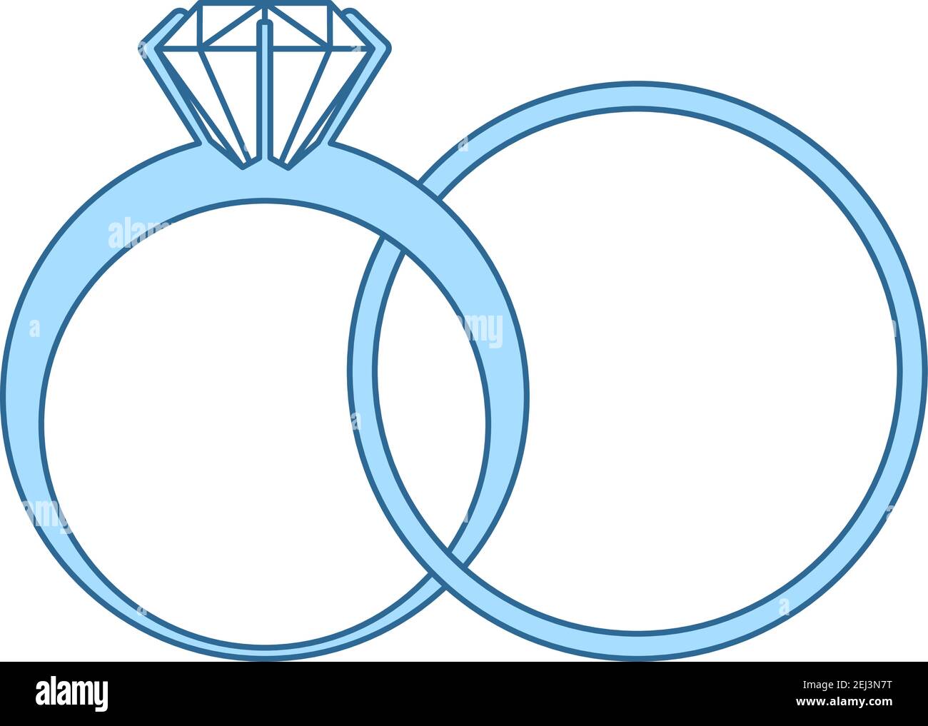 Wedding Rings Icon. Thin Line With Blue Fill Design. Vector ...