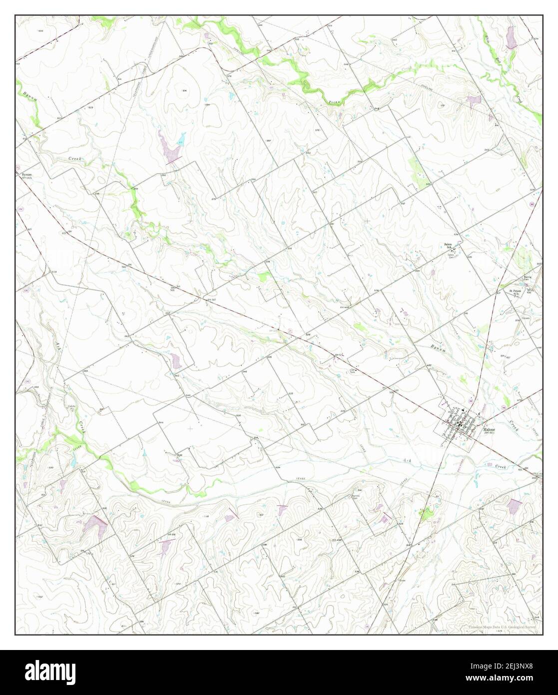 Malone, Texas, map 1957, 124000, United States of America by Timeless