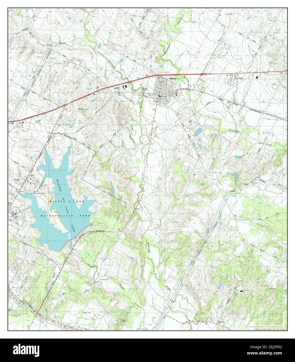 Manor, Texas, map 1988, 124000, United States of America by Timeless