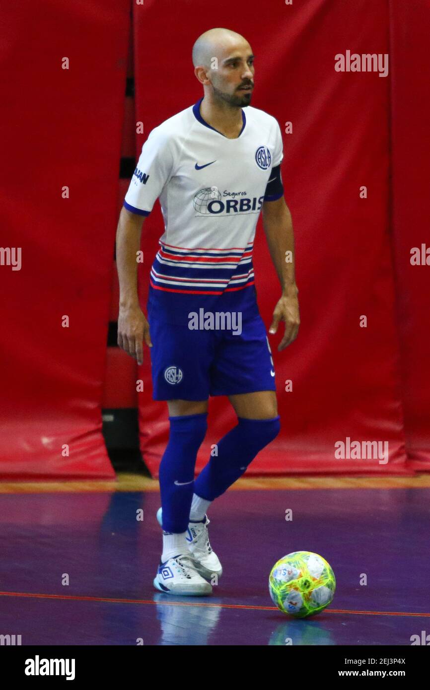 BUENOS AIRES, 18/02/2021: Damian Stazzone of San Lorenzo during the match with La Catedral for Pro Run Cup of indoor soccer. Stock Photo
