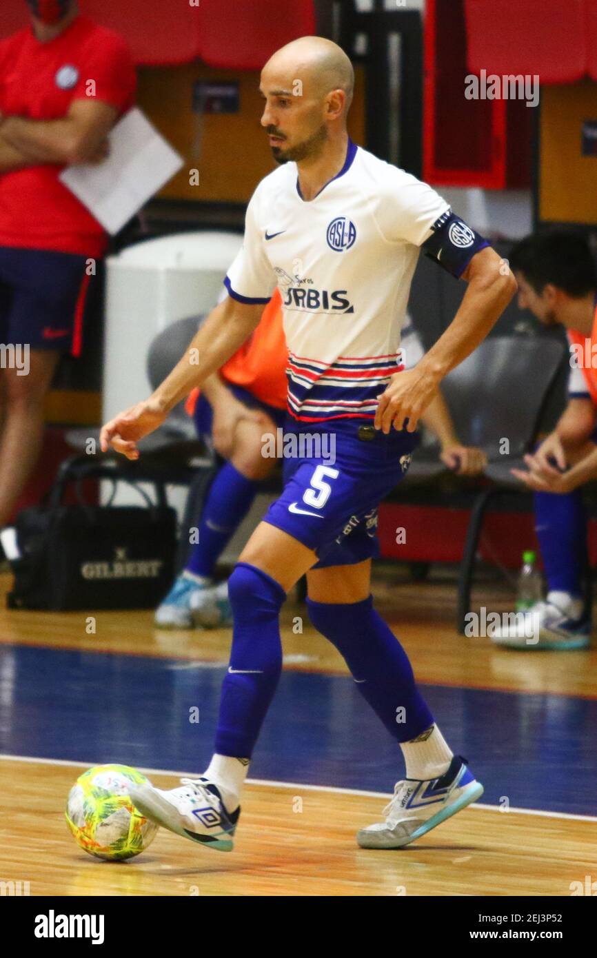 BUENOS AIRES, 18/02/2021: Damian Stazzone of San Lorenzo during the match with La Catedral for Pro Run Cup of indoor soccer. Stock Photo