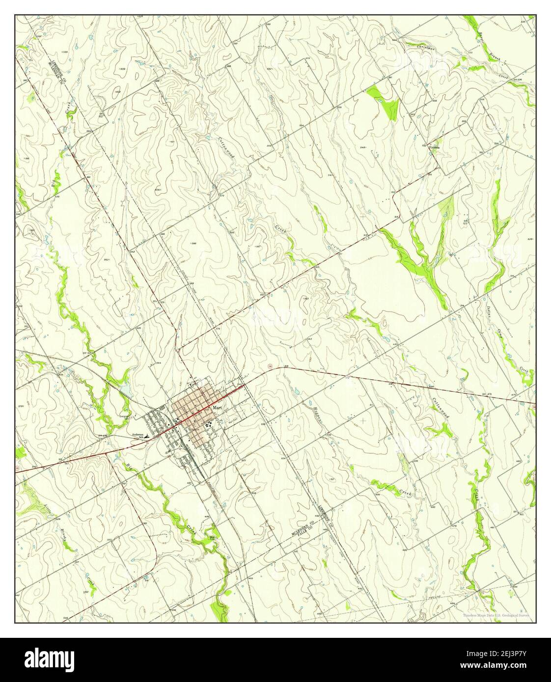 Mart, Texas, map 1956, 124000, United States of America by Timeless